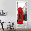 Modern Creative Red Telephone Booth 3D Wallpaper Restaurant Door Mural Sticker PVC Self-Adhesive Home Decor Wallpaper 77cmx200cm