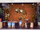 3D photo wallpaper Vintage mechanical skull clock large mural bar KTV background wallpaper theme restaurant wallpaper