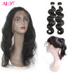 Alot 360 Lace Frontal With Bundles Malaysian Body Wave Virgin Hair 2 Bundles Human Hair Weave 360 Lace Band With Baby Hair