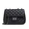 Viney bolsos de moda de piel de vaca pequeño bolso de la fragancia bolsa de cadena rombal bolsa crossbody tendencia clásico negro