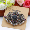 Gothic Style Women Hollow Flower Resin Vintage Brooch Corsage Antique Gold Color Turkish Indian Ethnic Wedding Banquet Jewelry