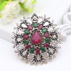 Classic Turkish Women Round Flower Brooch Pins Antique Bride Jewelry Snowflake Resin Broches Brooch India Hijab Scarf Pin Bijoux