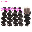 Mydiva Brazilian Body Wave Human Hair 4 Bundle With Closure Middle Part Hair Weave Bundles With Lace Closure 5pcslot Non Remy