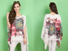 Floral Women Summer Batwing Sleeve Loose Chiffon Tops T-shirt Blouse US Stock