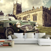 3D photo wallpaper European style retro car Castle TV wallpaper mural living room sofa non-woven wallpaper