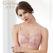 Ou Difen no steel ring bra thin section large size bra gathered tube top lace underwear XB7528 gray purple 80B