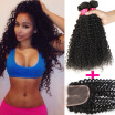 Grade 7A Brazilian Virgin Hair With Lace Closure 3 Bundles With Cosure Human Hair Weave With Closure Brazilian Kinky Curly Hair