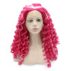 Iwona Synthetic Hair Lace Front Long Curly Rose Red Pink Two Tone Wig