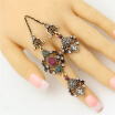 Good Deal Vintage Turkish Double Finger Rings Women Antique Flower Rhinestone Ring Anillos Ethnic Dance Decoration Retro Jewelry