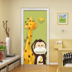 Photo Wallpaper 3D Cartoon Giraffe Monkey Animal Mural Kids Bedroom Door Mural Sticker PVC Eco-Friendly Wall Paper 77cm x 200cm