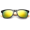 Unisex Bamboo Sunglasses Men Wooden Sun glasses Women Mirror Eyeglasses- Black Blue Mercury