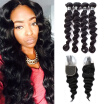 Amazing Star Peruvian Virgin Hair Loose Wave Bundles with Closure Loose Wave with Closure Thick&Soft Human Hair with Closure