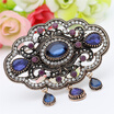 Elegent Turkish Round Hollow Flower Antique Brooch Women Ethnic Vintage Corsage Festival Jewerly Indian Bohemia Hijab Lapel Pins