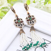 Brand Design Classical Turkish Dangle Earrings Ancient Silver Color Bead Chain Tassel Swinging Earrings Jewelry Flower Peacock