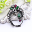 Vintage Women Antique Silver Color Brooch Pins Turkish Resin Rhinestone Jewelry Pin Flower Gypsy Ethnic Brooches Broches Gift