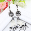 Brand Design Classical Turkish Dangle Earrings Ancient Silver Color Bead Chain Tassel Swinging Earrings Jewelry Flower Peacock