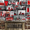 European-style red landscape retro nostalgia large mural wallpaper bar ktv cafe backdrop wall custom wallpaper