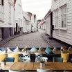 European Style White Small Town 3D Stereo Mural Restaurant Living Room Backdrop Wall Space Expansion Modern Decor Wall Painting