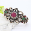 Ethnic Turkish Blooming Flowers Brecelet Bangle Women Stage Banquet Resin Jewelry Adjustable Wide Cuff Antque Gold Color Bijoux