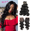 Alot Good quality Indian Body Wave 100 Human Virgin Hair Body Wave With Clousre 31 Bundles With Lace Closure