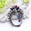 Vintage Women Antique Silver Color Brooch Pins Turkish Resin Rhinestone Jewelry Pin Flower Gypsy Ethnic Brooches Broches Gift