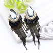High Quality Crystal Tassels Long Earrings Women Rectangle Rhinestone Water Drop Earring Brincos Bohemia Bridal Fashion Jewelry