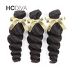 HCDIVA Indian Virgin Hair Loose Wave 3 Pieces Lot 100 Raw Indian Loose Curl Weaving 3 Bundles Deal Natural Black Can Be Colored