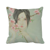 Peach Blossom Beauty Chinese Watercolor Polyester Toss Throw Pillow Square Cushion Gift