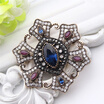 Exhibition Style Women Flower Resin Brooch Pins Antique Gold Color Vintage Jewelry Turkish Ethnic Hijab Scarf Broches Pins