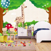 Custom 3D Photo Wallpaper Green Forest Cartoon Animal Kingdom Wall Decoration Kids Room Bedroom Background Wall Mural Wallpaper