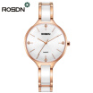 ROSDN Luxury Fashion Womens Watches Gift Set Quartz Watch Bracelet Wrist Watch for Women Ceramics Stainless Steel Band Gold