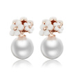 2018 new arrival design fashion simulated pearl Stud Earrings for Women Double Side Faces rose gold Jewelry E1990