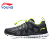 Li Ning childrens shoes boys&girls Tongyun technology shock absorption running shoes big children wear non-slip running shoes sports shoes YKFN044-5 deep iron gray standard black 34