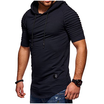 Summer Mens Casual Tops Fashion Short Sleeved T-shirt Solild Color Fold Round Neck Hooded Pullovers Clothes Mens T-shirt