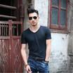 Men V-neck Summer Short Sleeve T Shirt