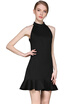 Womens Sleeveless High-neck Dress with Ruffle Hem