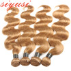 Honey Blonde Brazilian Body Wave Bundles Human Hair Extension 4pcslot 27 Double Brazilian virgin hair Weft Free Shipping