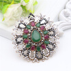 Classic Turkish Women Round Flower Brooch Pins Antique Bride Jewelry Snowflake Resin Broches Brooch India Hijab Scarf Pin Bijoux