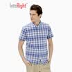 INTERIGHT Cloud Clean Fresh Dry Plaid Casual Comfort Short Sleeve Shirt Green Yellow Grid 41 yards