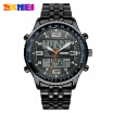 Mens Sports Fashion Analog-Digital Double Time Black Stainless Steel Wrist Watch