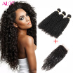 Brazilian Curly Hair Weave 3 Bundles With Closure Free Part Brazilian Kinky Curly Virgin Hair Alot Hair Products Human Hair Weave