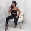 Casual sin tirantes delgados y pantalones de lápiz de alta cintura Mujeres Set de dos piezas 2018 Nueva impresión de moda del juego de dos piezas trajes femeninos