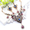 Vintage Women Flower Antique Gold Color Jewelry Sets Turkish Resin Jewelry Drop Earrings Necklace Arabia Bridal Wedding Jewelry