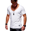 Summer Mens Short Sleeve V-neck Fitness Sport T Shirt