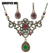 SUNSPICE MS Vintage Turkish Women Flower Necklace Dangle Earrings Resin Jewelry Sets Antique Gold Indian Banquet Bridal Bijoux