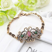 Vintage Arabesque Women Bracelets Turkish Antique Gold Plat Flower Resin Hollow Jewelry Bracelet Ladies Ethnic Bride Bijoux Gift