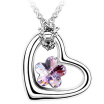 Womens Heart Necklace Pendant Fashion Jewelry Austrian Crystal Exquisite Flower Necklace Accessories 18KGP 116