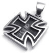 Hpolw New Gothic Style Mens Stainless Steel Black Templar Knight Cross Pendant Necklace18-26 inch Chain