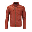 Mens Long Sleeved Motorcycle Leather Jackets New Fashion Solid Color Mens Coat Leather Jacket