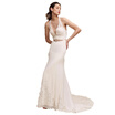 Sexy Simple V Neck Halter Neck Hollow Back Sash Sheath Wedding Bridal